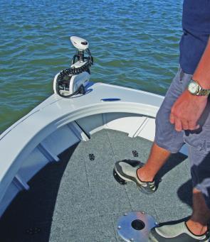 The test rig was fitted with the new MotorGuide wireless electric. It takes up very little space on the front casting deck and allows the operator to position the foot control wherever is most comfortable for them.